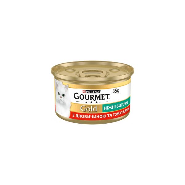 Вологий корм Gourmet Угорщина для котів ніжні биточки з яловичиною та томатами