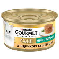 Влажный корм Gourmet Венгрия для кошек нежные биточки с индейкой и шпинатом
