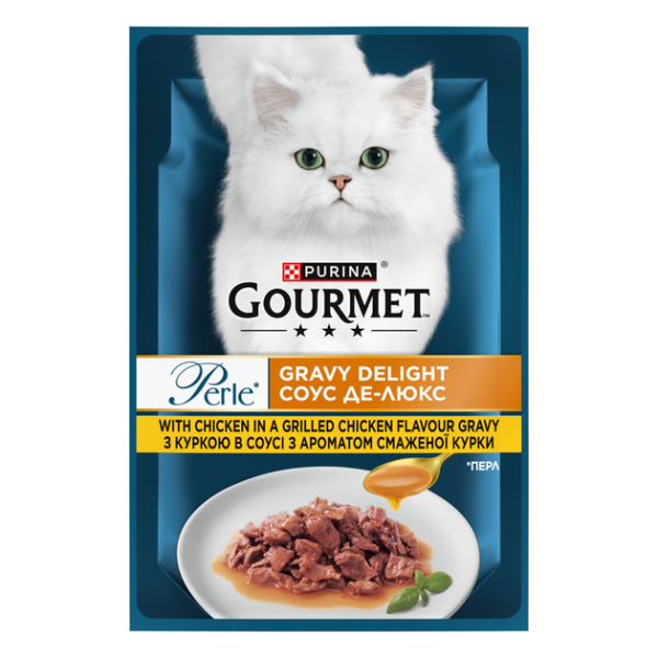 Вологий корм Gourmet Угорщина Perle Соус Де-Люкс для котів з куркою