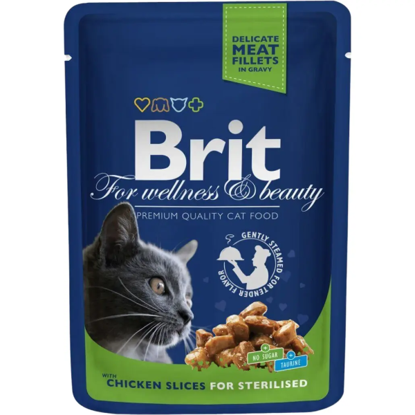Влажный корм Premium Brit для стерилизованных кошек с курицей