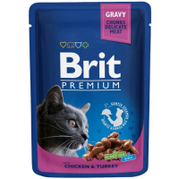 Влажный корм Premium Brit для кошек с курицей и индейкой