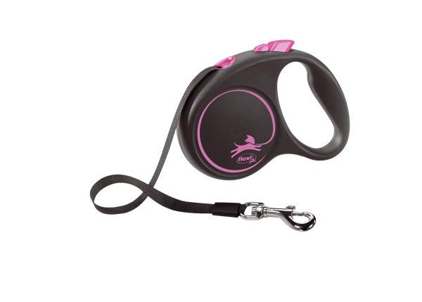 Flexi Німеччина Повідець-рулетка Black Design, стрічка, рожевий