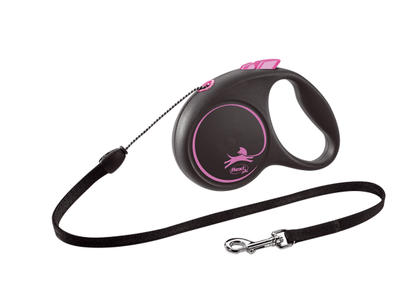 Flexi Німеччина Повідець-рулетка Black Design, трос, рожевий