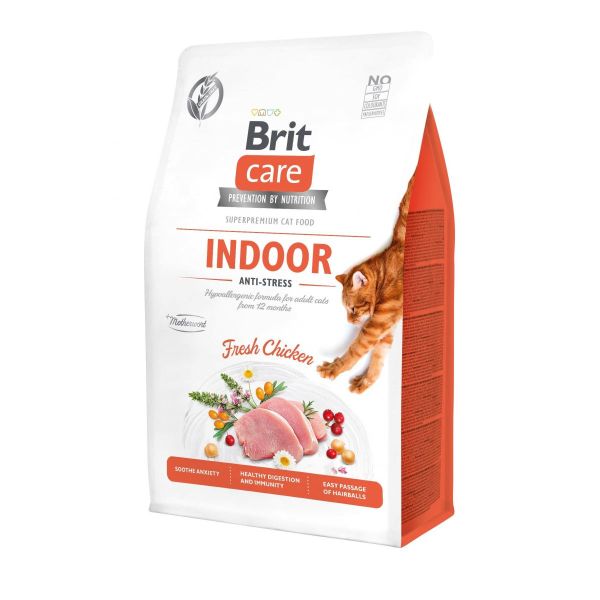 Сухий корм Care Brit Grain Free Indoor Anti-stress для дорослих домашніх котів гіпоалергенний з куркою