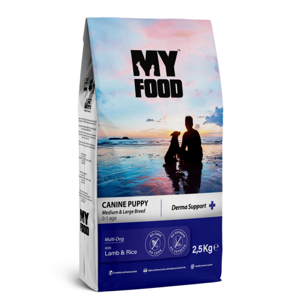 Сухой корм My Food Турция суперпремиум для щенков средних и крупных пород с Ягненок и Рисом