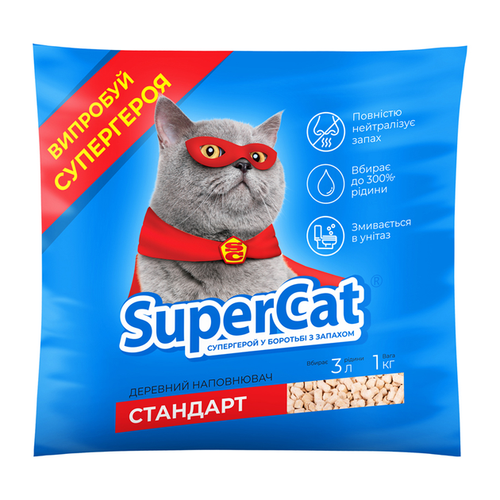 Наповнювач для лотків Дерев'яний SuperCat Україна синій