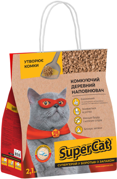 Наповнювач для лотків Дерев'яний SuperCat Україна