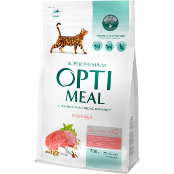 Сухий корм Optimeal Україна Cat Adult Sterilised для стерилізованих котів з яловичиною та сорго