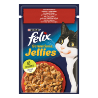 Влажный корм Felix Венгрия Senasations для кошек с говядиной и томатами в желе