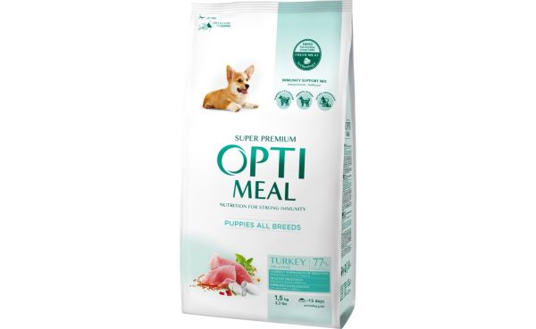 Сухой корм Optimeal Украина Puppies All Breeds для щенков всех пород собак со вкусом индейки