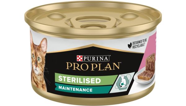 Влажный корм Pro Plan Purina Франция паштет для кошек Sterelized с лососем и тунцом