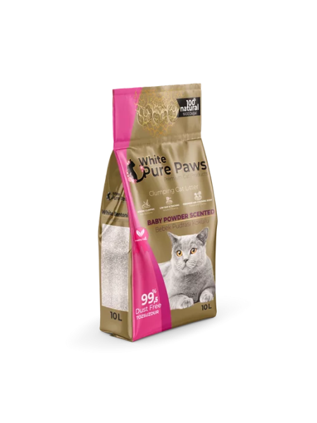 Наповнювач для лотків Бентонітовий White Pure Paws Туреччина з ароматом дитячої присипки,