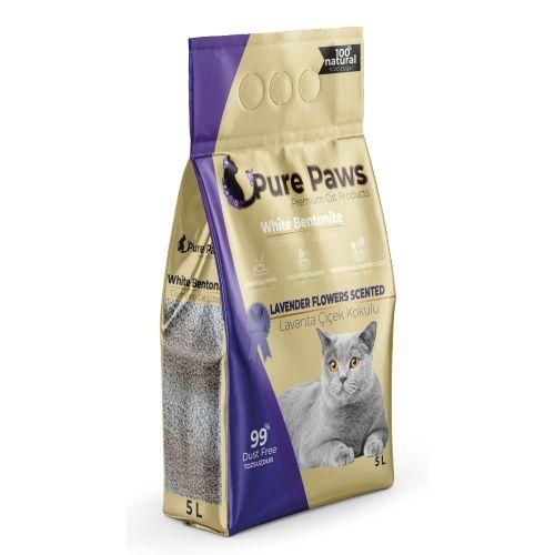 Наполнитель для лотков Бентонитовый White Pure Paws Турция с ароматом лаванды,