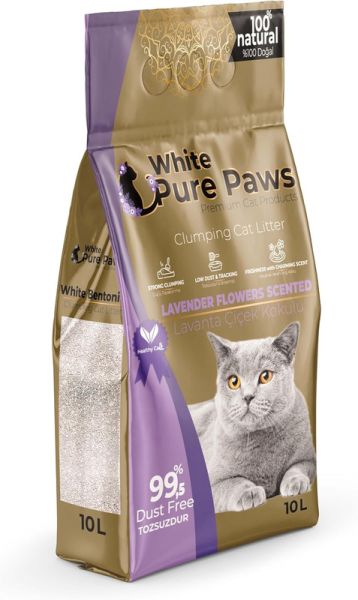 Наповнювач для лотків Бентонітовий White Pure Paws Туреччина з ароматом лаванди,