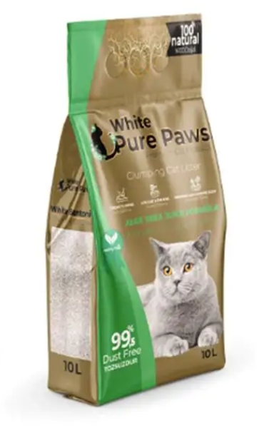 Наповнювач для лотків Бентонітовий White Pure Paws Туреччина з соком Алое Вера,