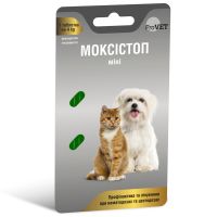 Протипаразитарные таблетки ProVET Украина Моксистоп мини для кошек и собак, 1 таблетка 120 мг на 4 кг (антигельминтик)