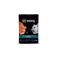 Вологий корм Savory Чехія для кошенят з Лососем та морквою у соусі