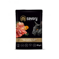 Влажный корм Savory Чехия для стерилизованных кошек и кошек с Индейкой и Морковью в желе