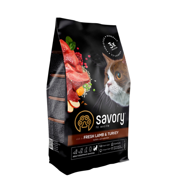 Сухий корм Savory Чехія для котів з чутливим травленням зі свіжим ягням та індичкою