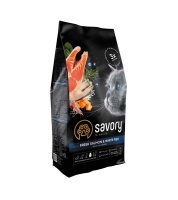Сухой корм Savory Чехия для длинношерстных кошек со свежим лососем и белой рыбой