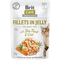 Влажный корм Brit Care Чехия для кошек с треской и форелью в желе