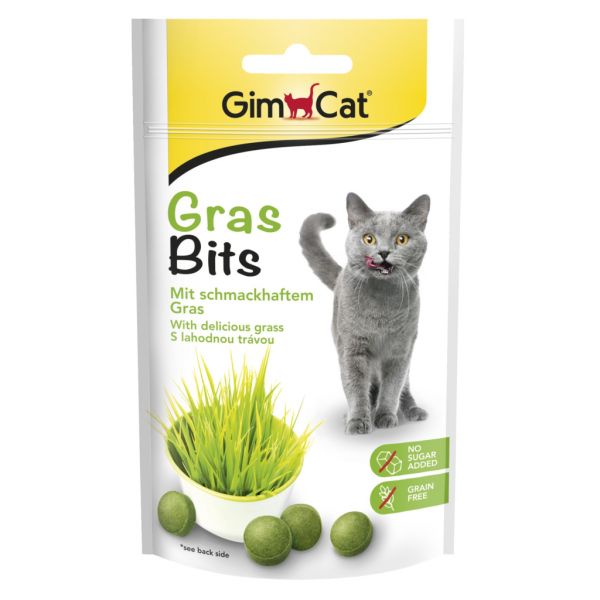 GimCat Германия Витамины Gras Bits Pouch - витаминизированное лакомство с травой для кошек