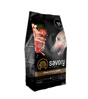 Сухой корм Savory Чехия для собак всех пород со свежей уткой и кроликом