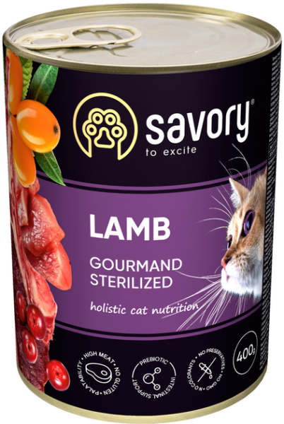 Влажный корм Savory Чехия для стерилизованных кошек с ягненком