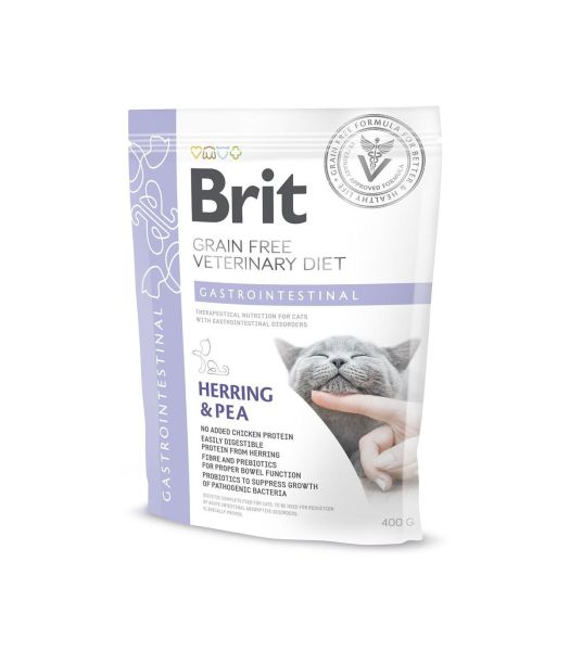 Сухой корм VetDiets Brit Grain Free Gastrointestinal для кошек при нарушении пищеварения с селедкой, лососем, яйцом и горохом