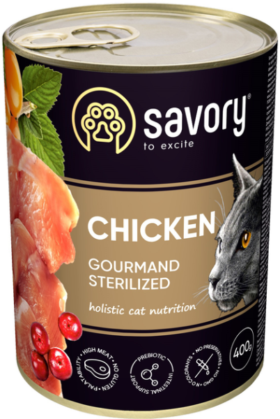 Влажный корм Savory Чехия для стерилизованных кошек с курицей
