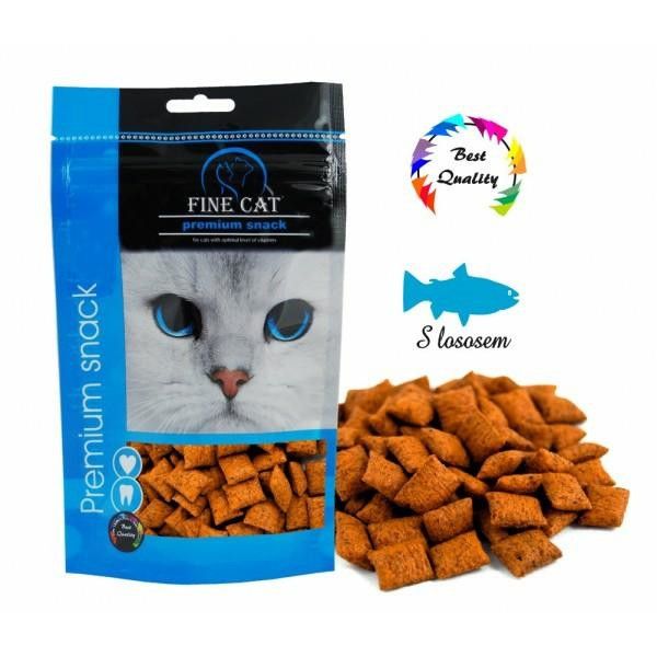 Ласощі Fine Cat Чехія для котів, подушечки з лососем,