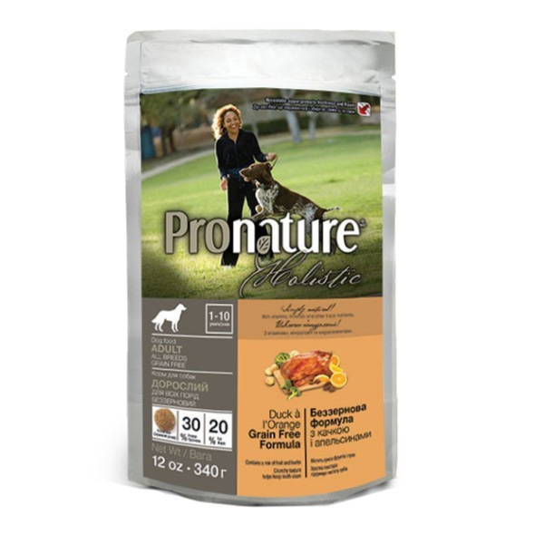 Сухий корм Pronature Канада для собак всіх порід Holistic качка з апельсинами
