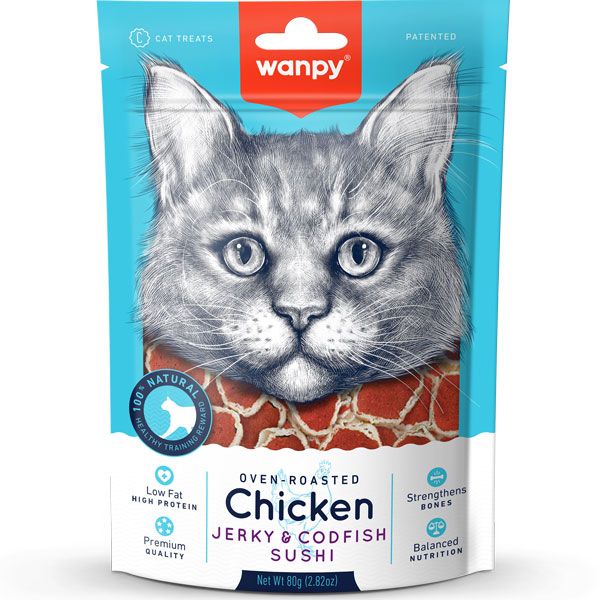 Ласощі Wanpy Китай Суші з куркою та тріскою ласощі для котів