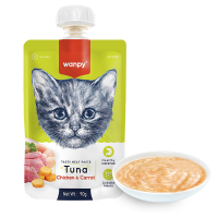 Лакомство Wanpy Китай Крем-суп тунец и курица с морковью жидкий корм для кошек