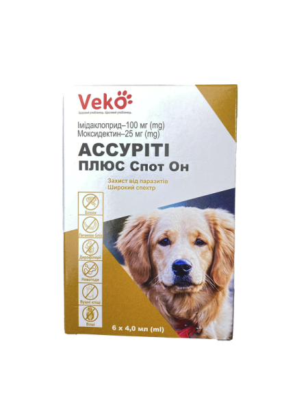 Краплі Assurity Plus Spot On Veko Індія для собак (Захист від паразитів широкий спекрт) від 25 до 40кг