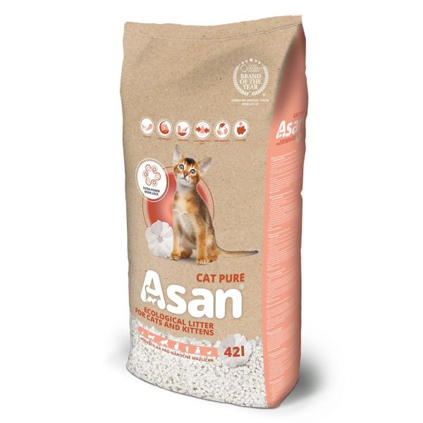 ASAN Польша Эконаполнитель для кошек и грызунов "Cat pure" из целлюлозы с эффектом нейтрализации запаха